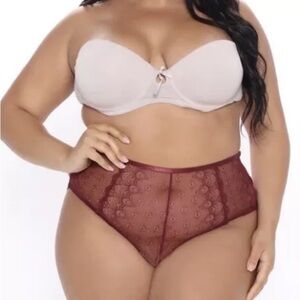 Fashion Nova- Favorite Surprise Strappy Cage Panty-Color: Wine-Size: OS-NEW!!